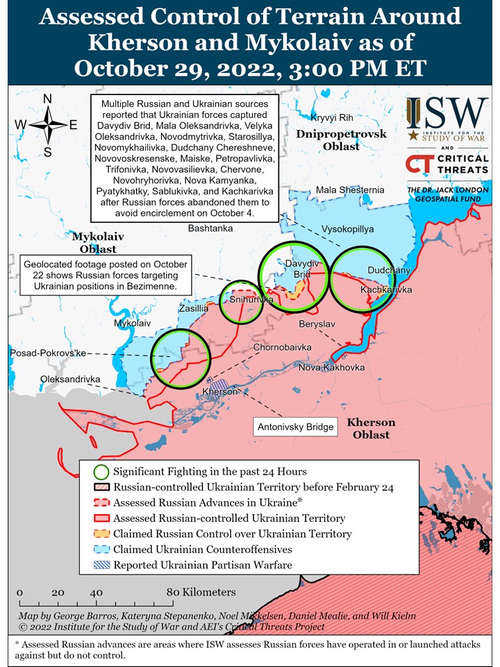 ISW Ukraine Conflict Updates Kherson as of October29