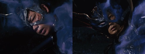 忍者ヒーロー、ガッチャマンの「コンドルのジョー」が、敵首領のキスでやられる