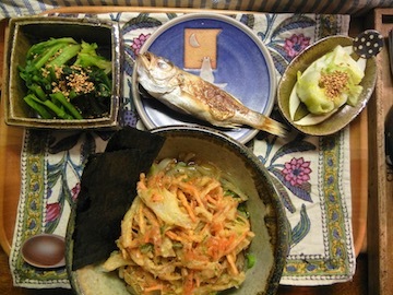 blog (4x5.3@300) Yoko CP2 Dinner, Nodoguro, Hakusai Pickles, Nanohana, Ten-Soba_DSCN8270-3.9.18.jpg